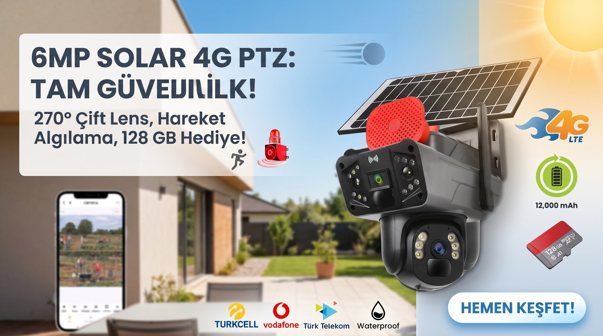 6MP Solar 4G PTZ: Tam Güvenlik!