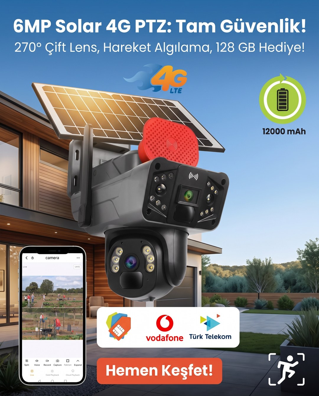 6MP Solar 4G PTZ: Tam Güvenlik!