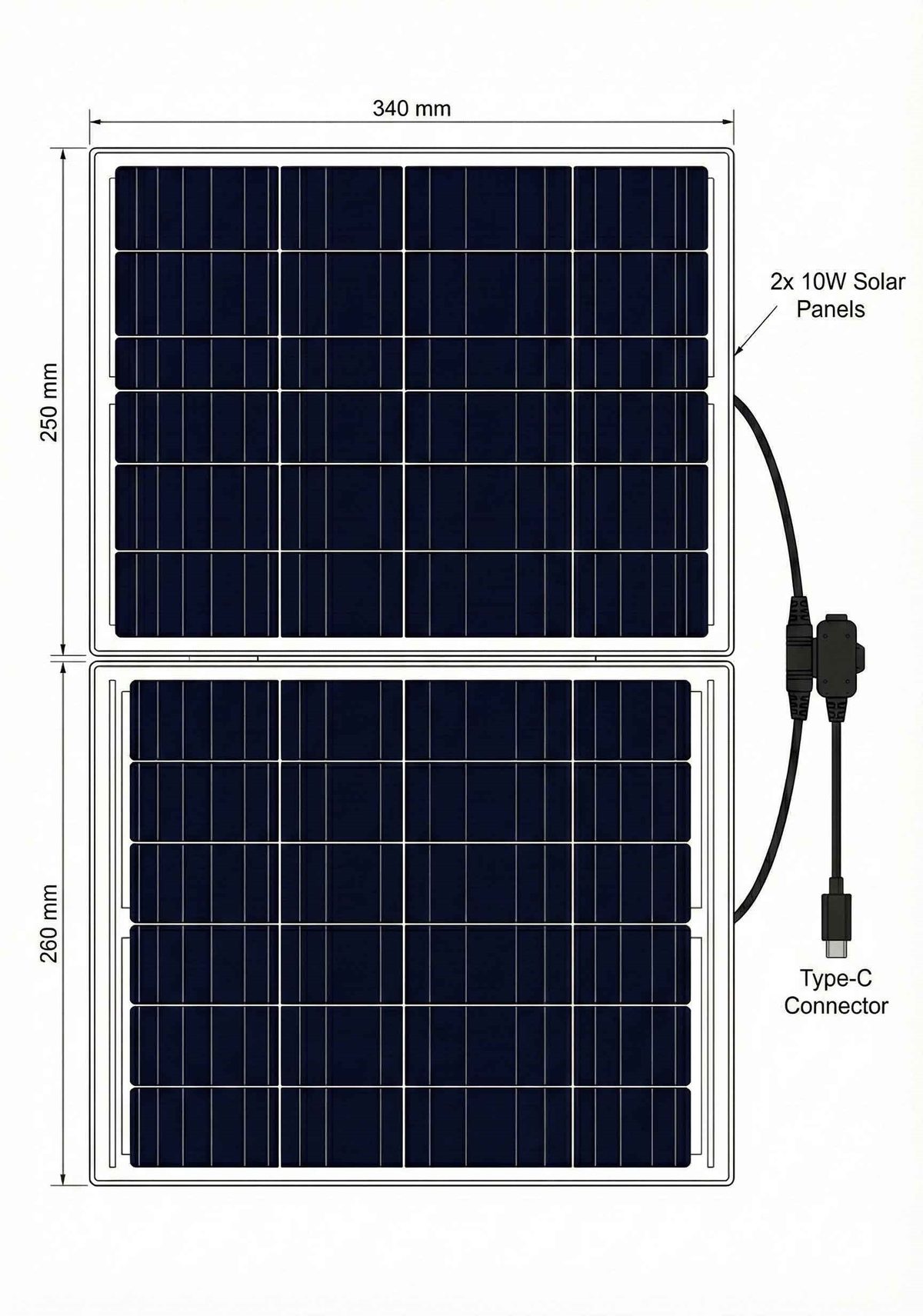 Kadraj 2x10W (20W) Solar Panel Kiti - Type-C 5V - Dış Mekan Kamera İçin Yüksek Güç - görsel 3