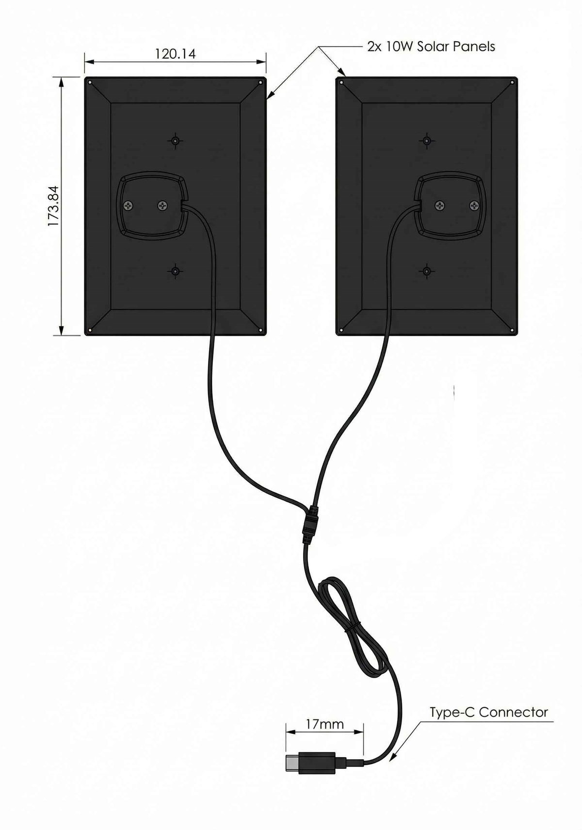 Kadraj 2x10W (20W) Solar Panel Kiti - Type-C 5V - Dış Mekan Kamera İçin Yüksek Güç - görsel 2