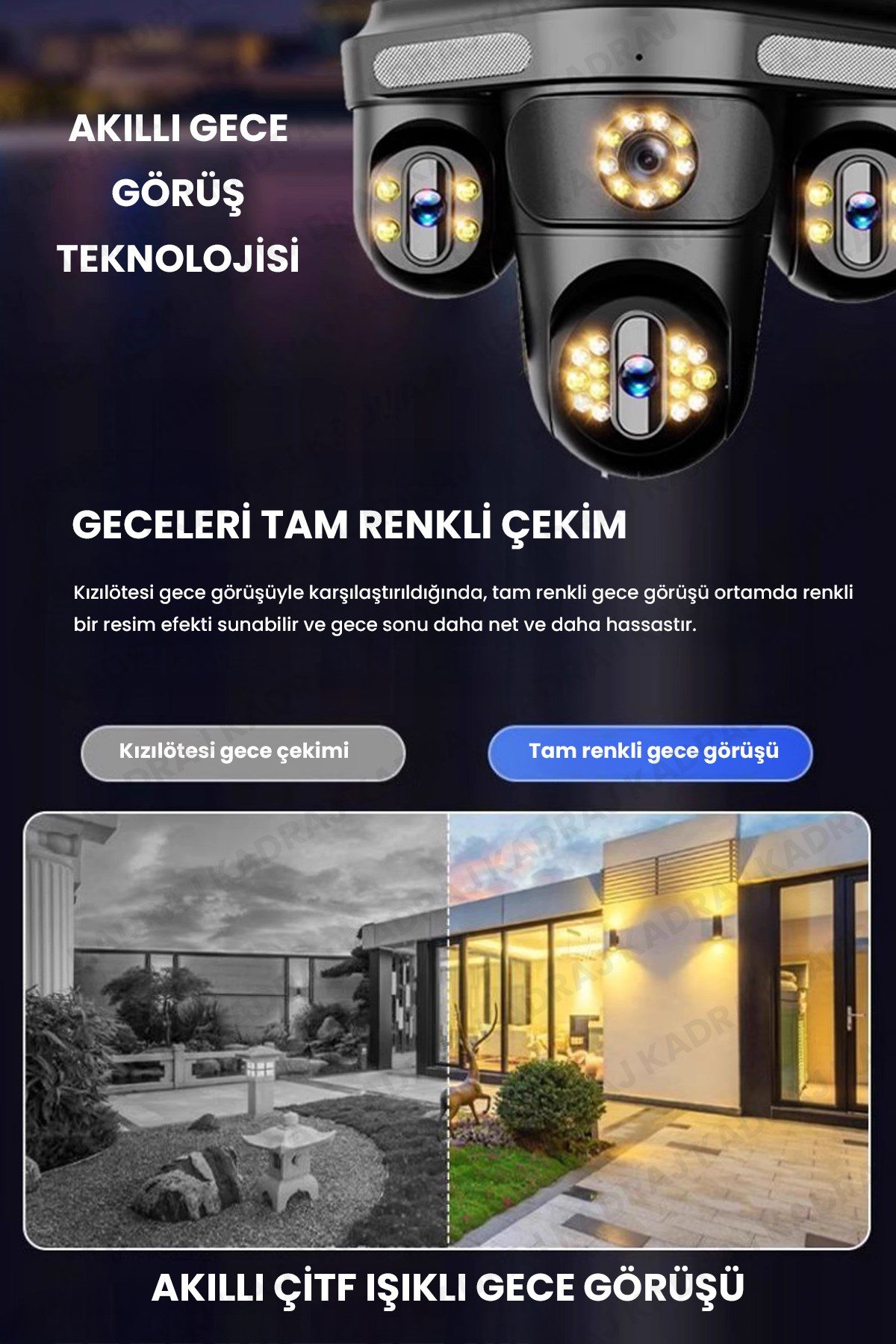 Kadraj 4 Kameraları 4G - eSim Solar Panelli, Her ay 15GB Turkcell 1 Yıl Hediyeli, 7/24 Kayıt Aov, Hareket AlgılamA, 128Gb Sd Kart Hediye, Alarm, - görsel 4