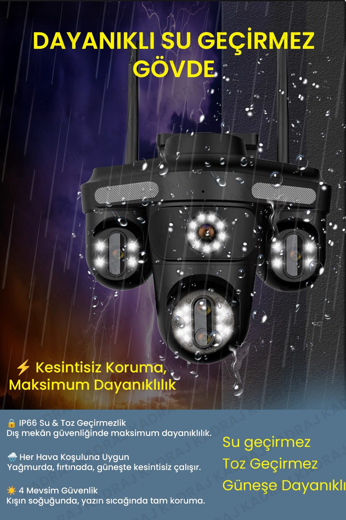 Kadraj 4 Kameraları 4G - eSim Solar Panelli, Her ay 15GB Turkcell 1 Yıl Hediyeli, 7/24 Kayıt Aov, Hareket AlgılamA, 128Gb Sd Kart Hediye, Alarm, - görsel 6