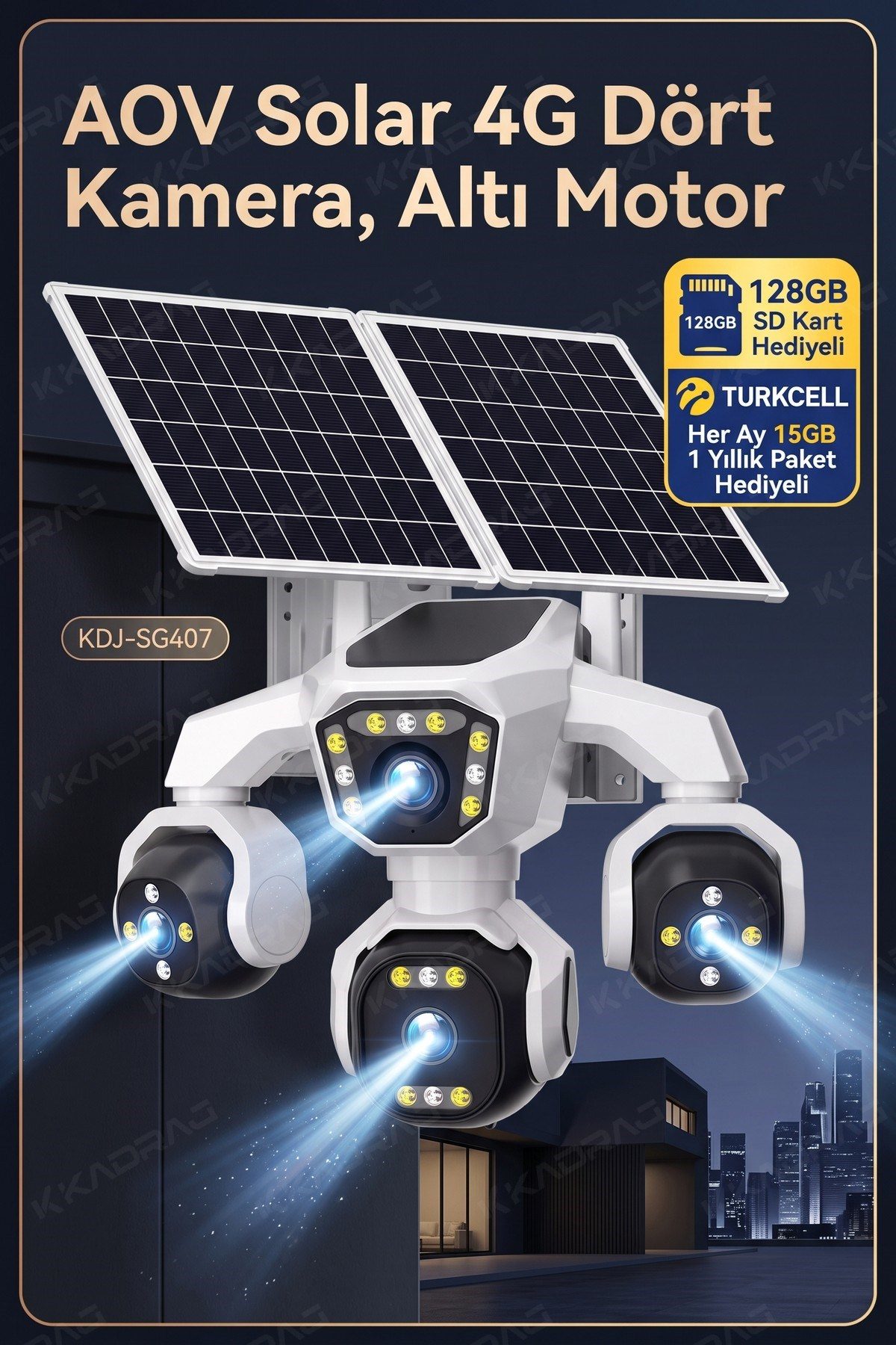 Kadraj 4 Kameralı - Güneş Enerjili + 16000 Mah. + E- Sim Destekli + 20MP Güvenlik Kamerası Yapay Zeka TC15 - görsel 9