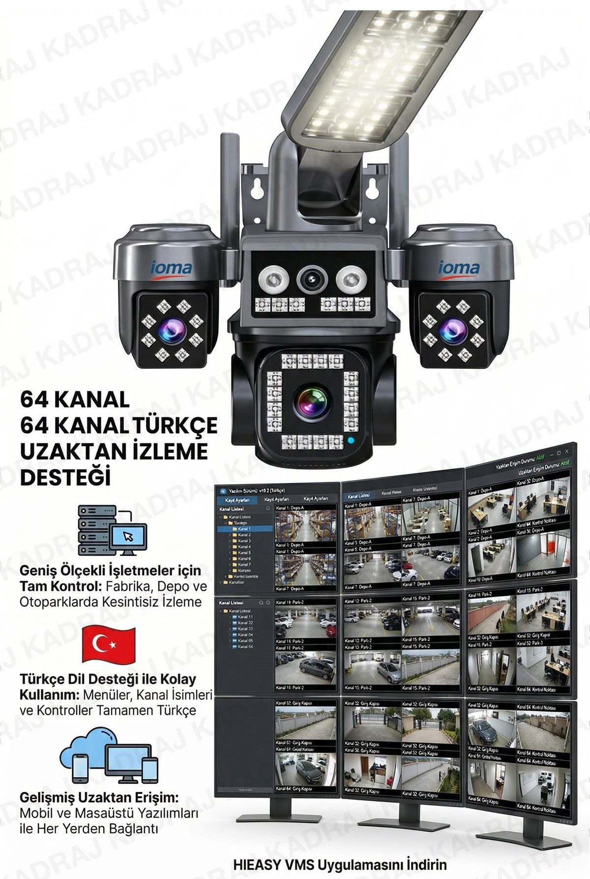 Inox 4 Kameralı Sim Kartlı Kamera, 2 Solar Panelli, PTZ aydınlatmalı, 2 Yönlü Konuşma, Çakar - görsel 4