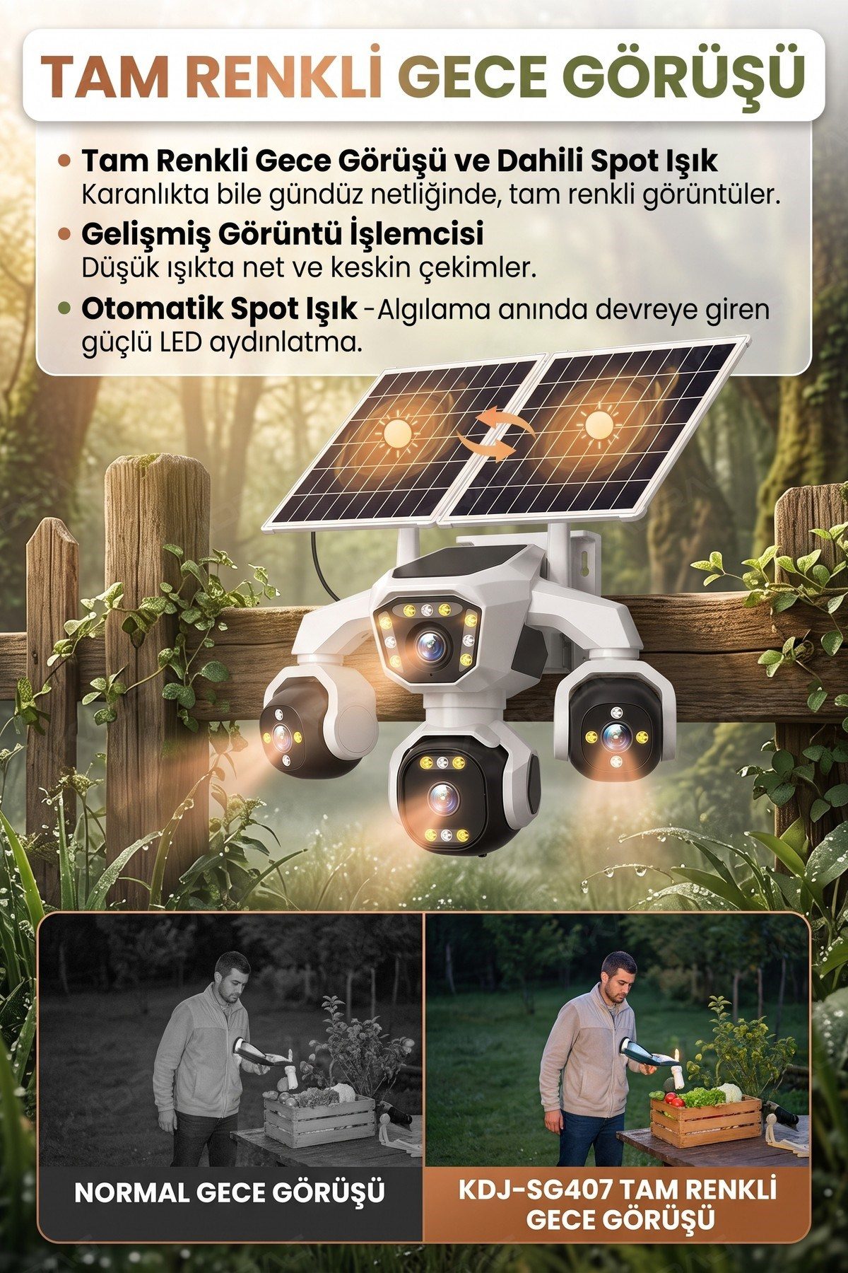 Kadraj 4 Kameralı - Solar Panelli 16000 Mah. TURK TELEKOM Yıllık Hat HER AY 50GB TT20 - görsel 2