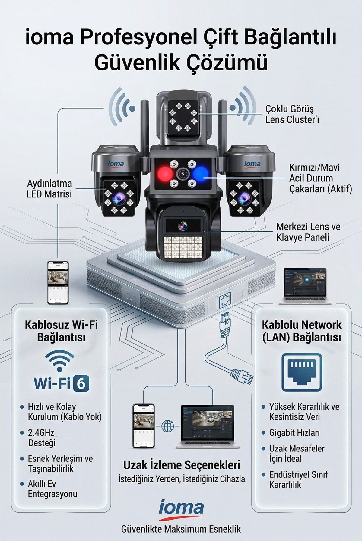 IOMA 4 Kameralı Wifi - MAXI Scan Pro - Çakarlı - 64 Kanal VMS Kablosuz Kamera - görsel 5