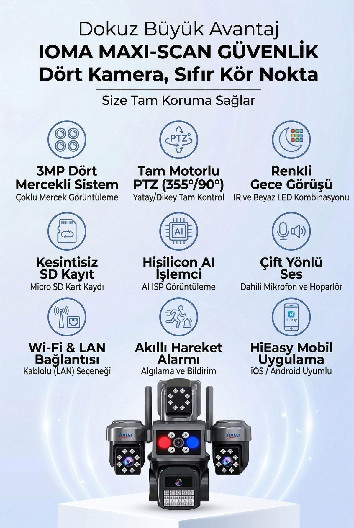 IOMA 4 Kameralı Wifi - MAXI Scan Pro - Çakarlı - 64 Kanal VMS Kablosuz Kamera - görsel 2