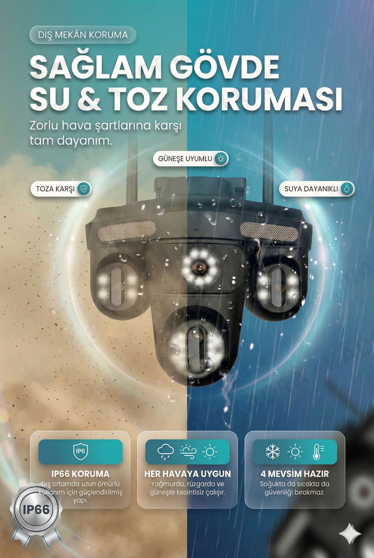 Kadraj 4G Sim Kartlı Kamera - Güneş Enerjili 4 Kameralı - 1200GB TURK TELEKOM Hat Dahil + 2 Solar Panelli - görsel 3