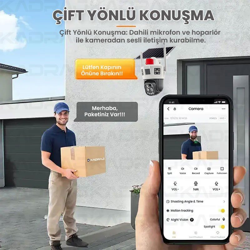 Kadraj 4G SOLAR PANELLİ, SIM KARTLI, 10X ZOOM, 12000MAH. BATARYA, SU GEÇİRMEZ,2 YÖNLÜ KONUŞMA,YAPAY ZEKA İNSAN TAKİBİ,SESLİ ALARM - görsel 5