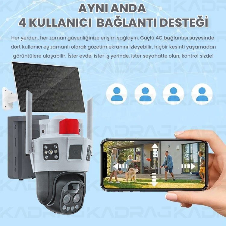 Kadraj 4G SOLAR PANELLİ, SIM KARTLI, 10X ZOOM, 12000MAH. BATARYA, SU GEÇİRMEZ,2 YÖNLÜ KONUŞMA,YAPAY ZEKA İNSAN TAKİBİ,SESLİ ALARM - görsel 5