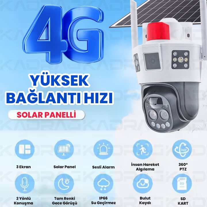 Kadraj 4G SOLAR PANELLİ, SIM KARTLI, 10X ZOOM, 12000MAH. BATARYA, SU GEÇİRMEZ,2 YÖNLÜ KONUŞMA,YAPAY ZEKA İNSAN TAKİBİ,SESLİ ALARM - görsel 6