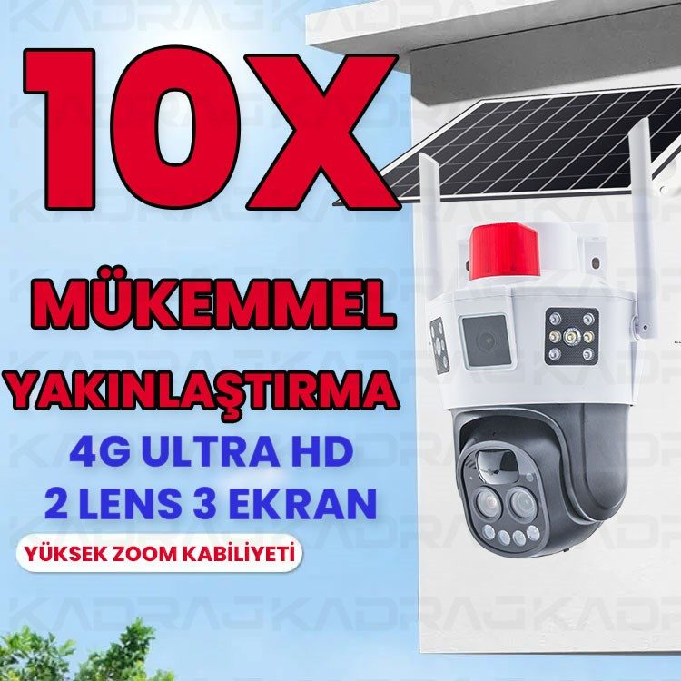 Kadraj 4G SOLAR PANELLİ, SIM KARTLI, 10X ZOOM, 12000MAH. BATARYA, SU GEÇİRMEZ,2 YÖNLÜ KONUŞMA,YAPAY ZEKA İNSAN TAKİBİ,SESLİ ALARM - görsel 2