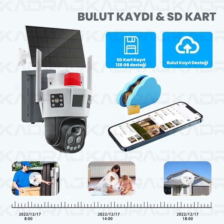 Kadraj 4G SOLAR PANELLİ, SIM KARTLI, 10X ZOOM, 12000MAH. BATARYA, SU GEÇİRMEZ,2 YÖNLÜ KONUŞMA,YAPAY ZEKA İNSAN TAKİBİ,SESLİ ALARM - görsel 7
