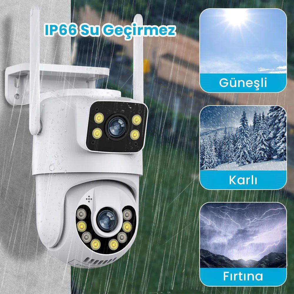 Kadraj 4K 8MP Çift Ekran Lens Wifi 2K Poz Kamera IP66 Su Geçirmez Otomatik İzleme Güvenlik Kamerası - görsel 6