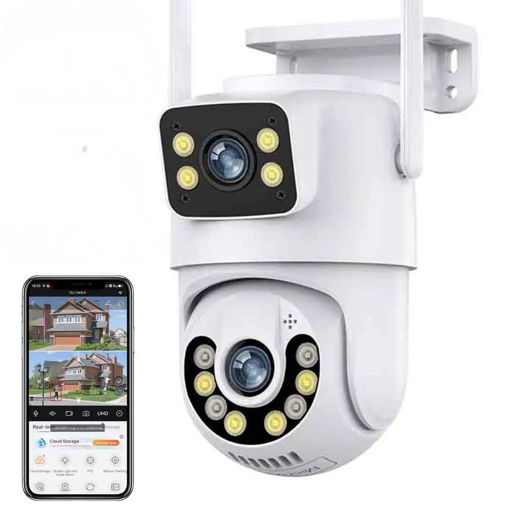 Kadraj 4K 8MP Çift Ekran Lens Wifi 2K Poz Kamera IP66 Su Geçirmez Otomatik İzleme Güvenlik Kamerası - görsel 2