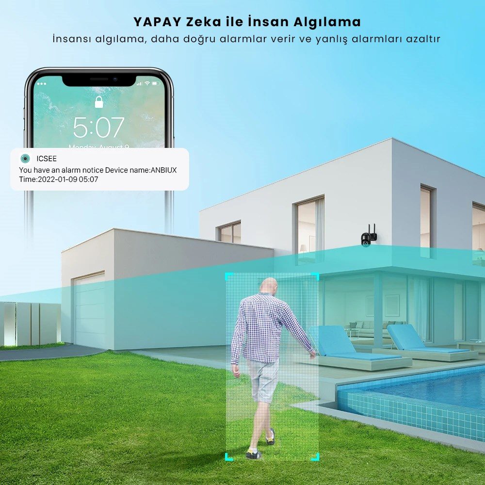 Kadraj 4MP 2K IP Speed Dome Kamera - Akıllı Takip, PTZ, Gece Görüşlü, Kablosuz WiFi, Açık Alan Gözetim - görsel 5