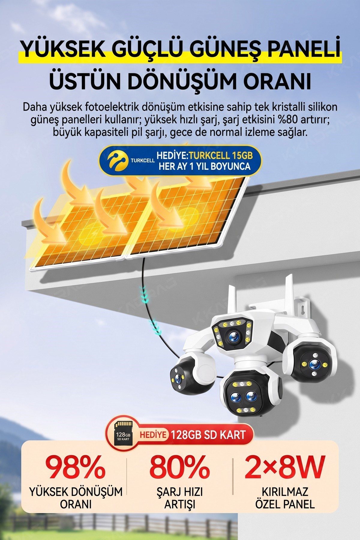 Kadraj 5 Kameralı 4G/E-SIM Destekli 18X Zoom PTZ Güneş Enerjili Profesyonel Dış Mekân Güvenlik Kamerası - görsel 10