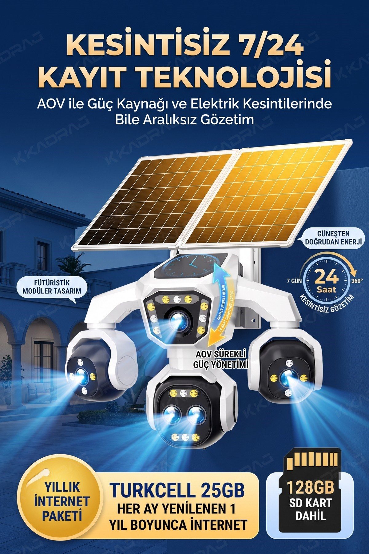 Kadraj 5 Kameralı 4G/E-SIM Destekli 18X Zoom PTZ Güneş Enerjili Profesyonel Dış Mekân Güvenlik Kamerası 25GB - görsel 12