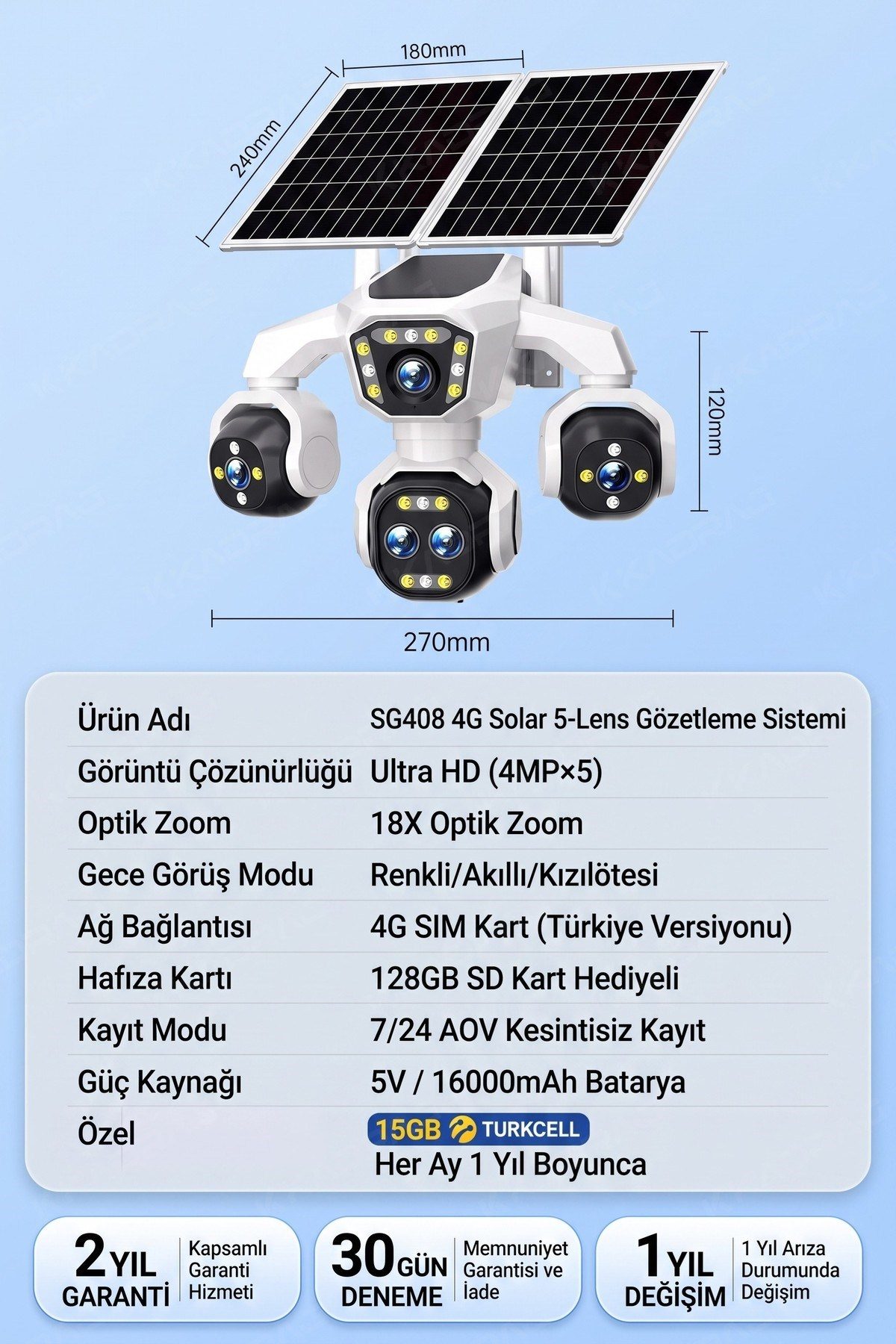 Kadraj 5 Kameralı 4G/E-SIM Destekli 18X Zoom PTZ Güneş Enerjili Profesyonel Dış Mekân Güvenlik Kamerası - görsel 23