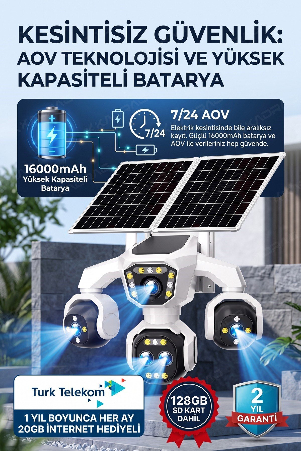 Kadraj 5 Kameralı 4G/E-SIM Destekli 18X Zoom Solar Panelli Profesyonel Dış Mekân Güvenlik Kamerası 20TT - görsel 16
