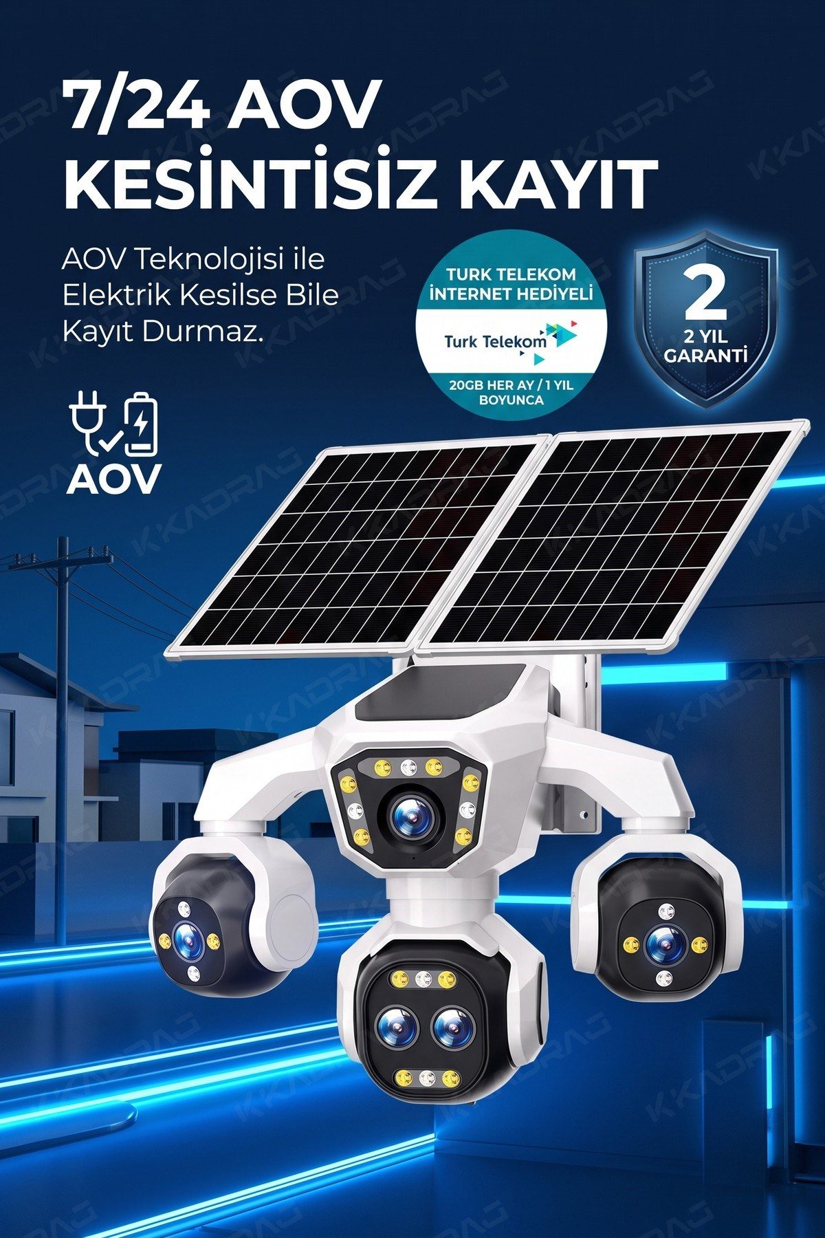 Kadraj 5 Kameralı 4G/E-SIM Destekli 18X Zoom Solar Panelli Profesyonel Dış Mekân Güvenlik Kamerası 20TT - görsel 13