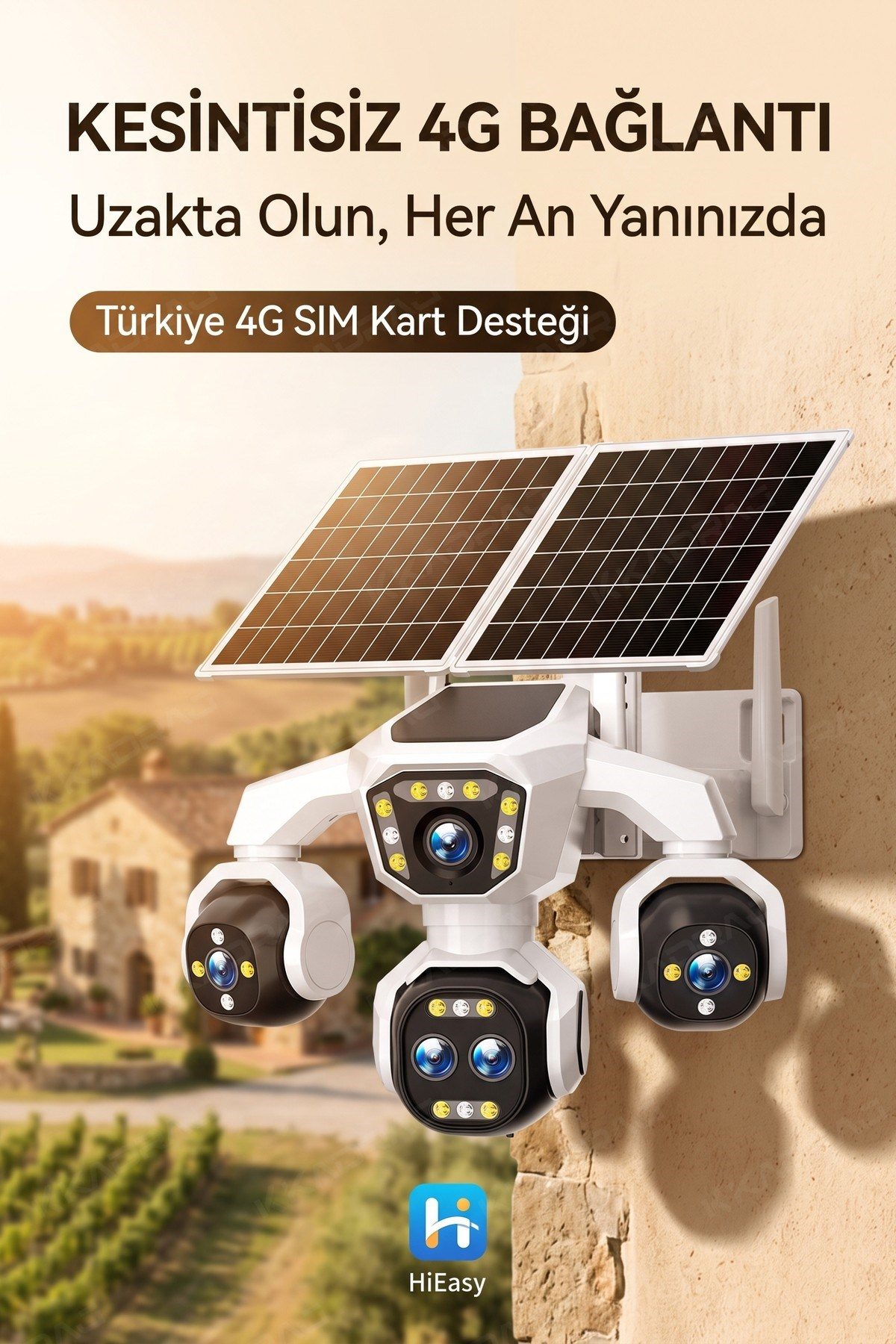 Kadraj 5 Kameralı Sim Kartlı 18X Zoom PTZ Güneş Enerjili Profesyonel Dış Mekân Güvenlik Kamerası -Tek - görsel 4