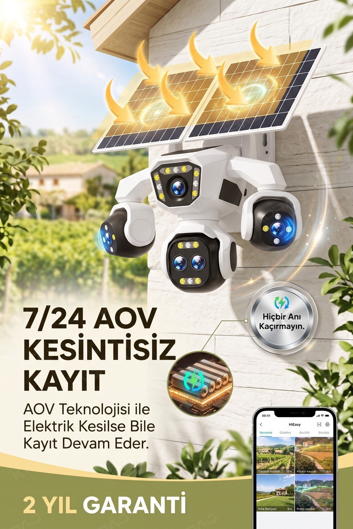 Kadraj 5 Kameralı Sim Kartlı 18X Zoom PTZ Güneş Enerjili Profesyonel Dış Mekân Güvenlik Kamerası -Tek - görsel 12