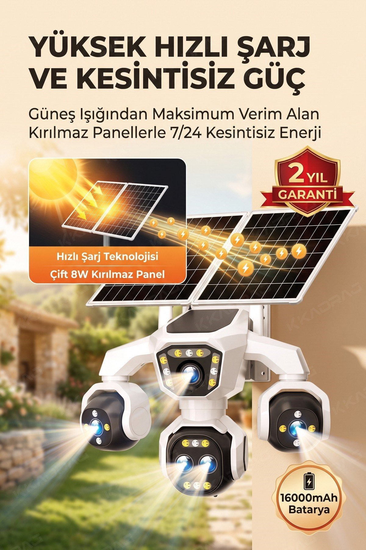Kadraj 5 Kameralı Sim Kartlı 18X Zoom PTZ Güneş Enerjili Profesyonel Dış Mekân Güvenlik Kamerası -Tek - görsel 11