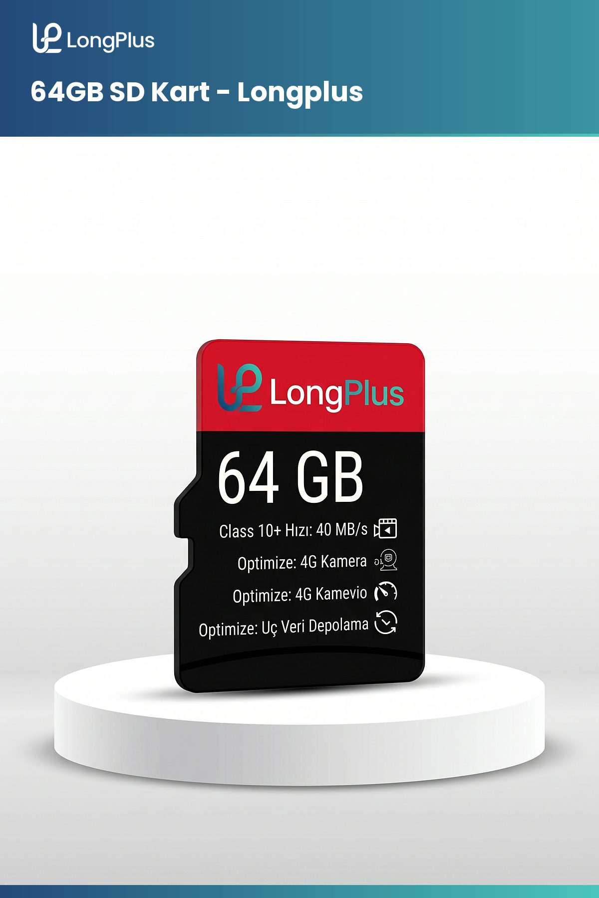 G güvenlik kameraları için Class 10 Longplus 64GB SD kart kesintisiz video kayıt depolama kartı