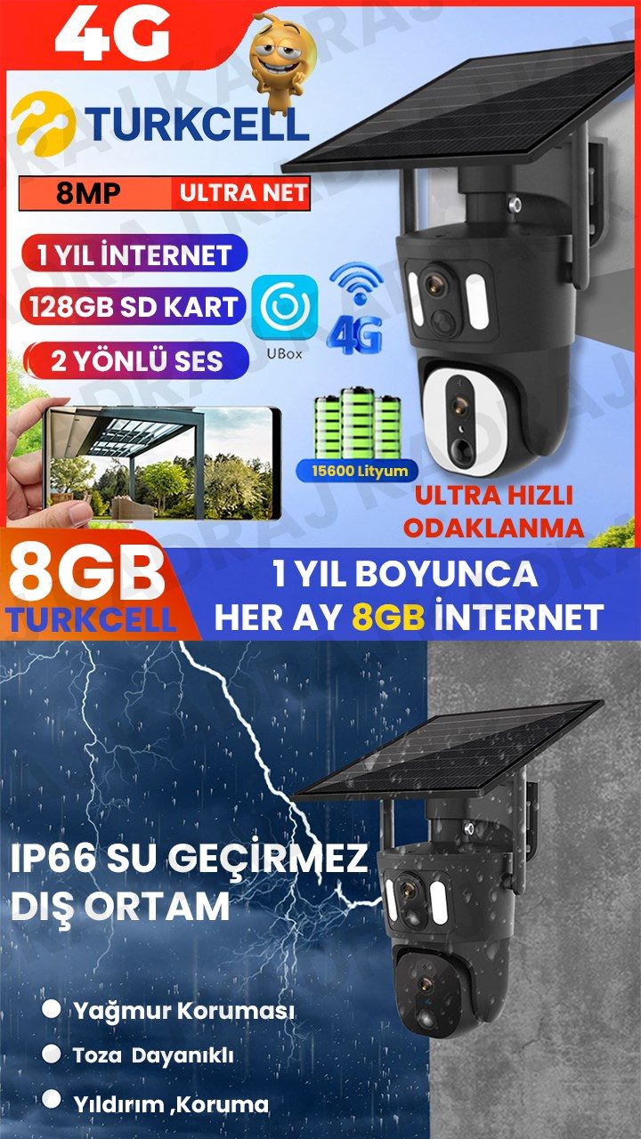 EUROCAM 8MP | 15600 MAH. | ULTRA HIZLI ODAKLANMA | 1 YIL INTERNET | 128GB SD KART | 2 YÖNLÜ SES | 2025 YENİ SEZON | YÜKSEK ODAKLANMA VE TAKİP HIZI