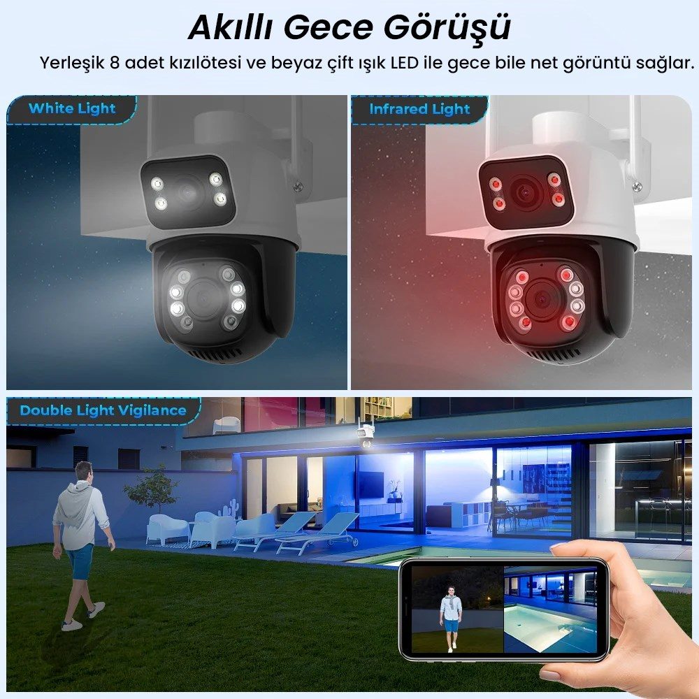 Kadraj Çift Lens Çift Ekran ile Kadraj 8MP 4K PTZ WIFI Kamera: AI İnsan Algılama Kablosuz Açık CCTV Güvenlik IP Kamerası Uzaktan Kontrol - görsel 8