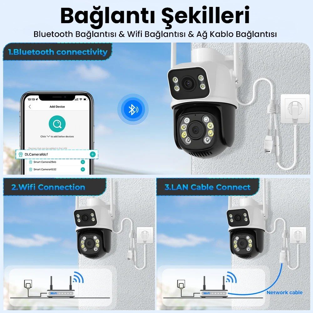 Kadraj Çift Lens Çift Ekran ile Kadraj 8MP 4K PTZ WIFI Kamera: AI İnsan Algılama Kablosuz Açık CCTV Güvenlik IP Kamerası Uzaktan Kontrol - görsel 12