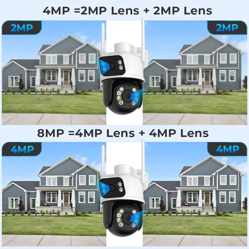 Kadraj Çift Lens Çift Ekran ile Kadraj 8MP 4K PTZ WIFI Kamera: AI İnsan Algılama Kablosuz Açık CCTV Güvenlik IP Kamerası Uzaktan Kontrol - görsel 3