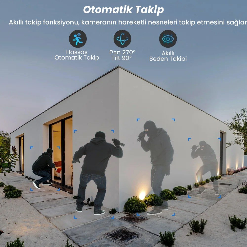 Kadraj Çift Lens Çift Ekran ile Kadraj 8MP 4K PTZ WIFI Kamera: AI İnsan Algılama Kablosuz Açık CCTV Güvenlik IP Kamerası Uzaktan Kontrol - görsel 4