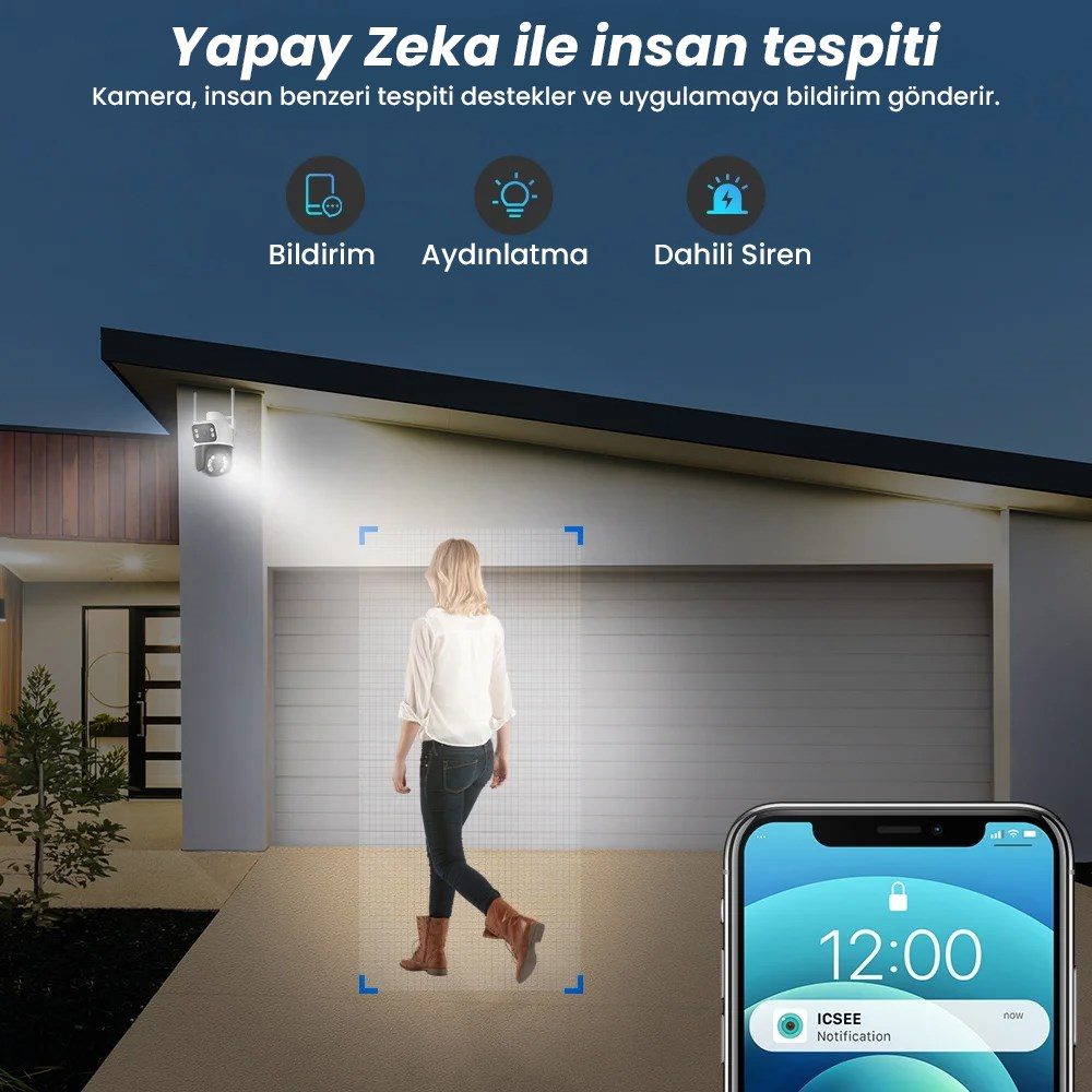 Kadraj Çift Lens Çift Ekran ile Kadraj 8MP 4K PTZ WIFI Kamera: AI İnsan Algılama Kablosuz Açık CCTV Güvenlik IP Kamerası Uzaktan Kontrol - görsel 10