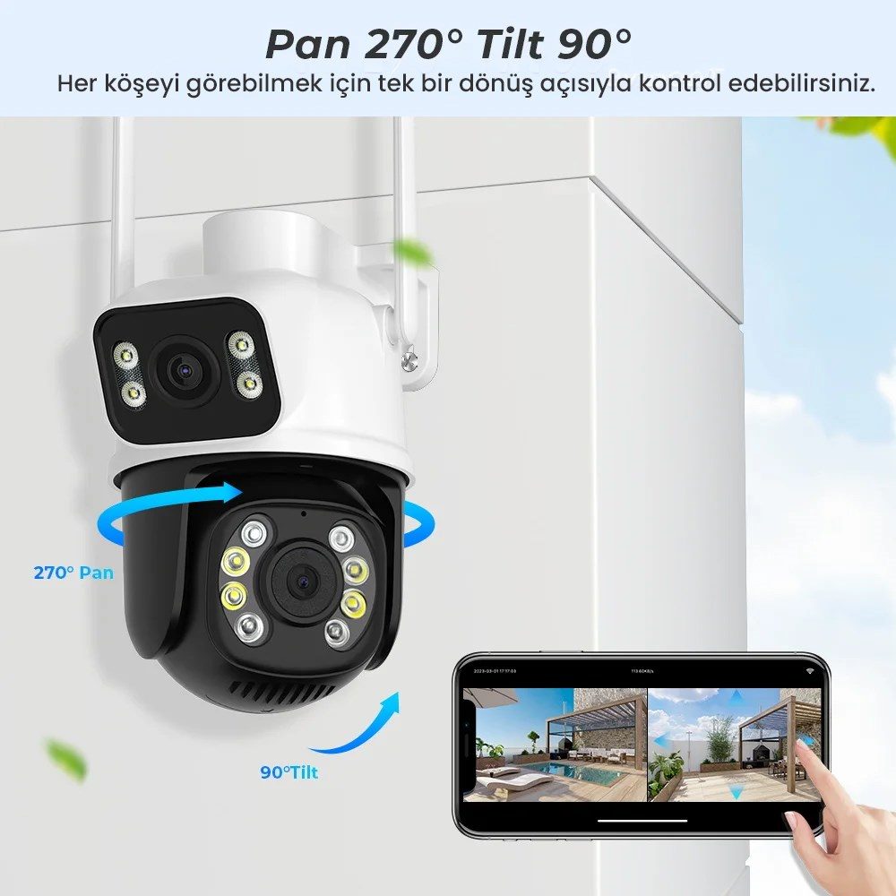 Kadraj Çift Lens Çift Ekran ile Kadraj 8MP 4K PTZ WIFI Kamera: AI İnsan Algılama Kablosuz Açık CCTV Güvenlik IP Kamerası Uzaktan Kontrol - görsel 5