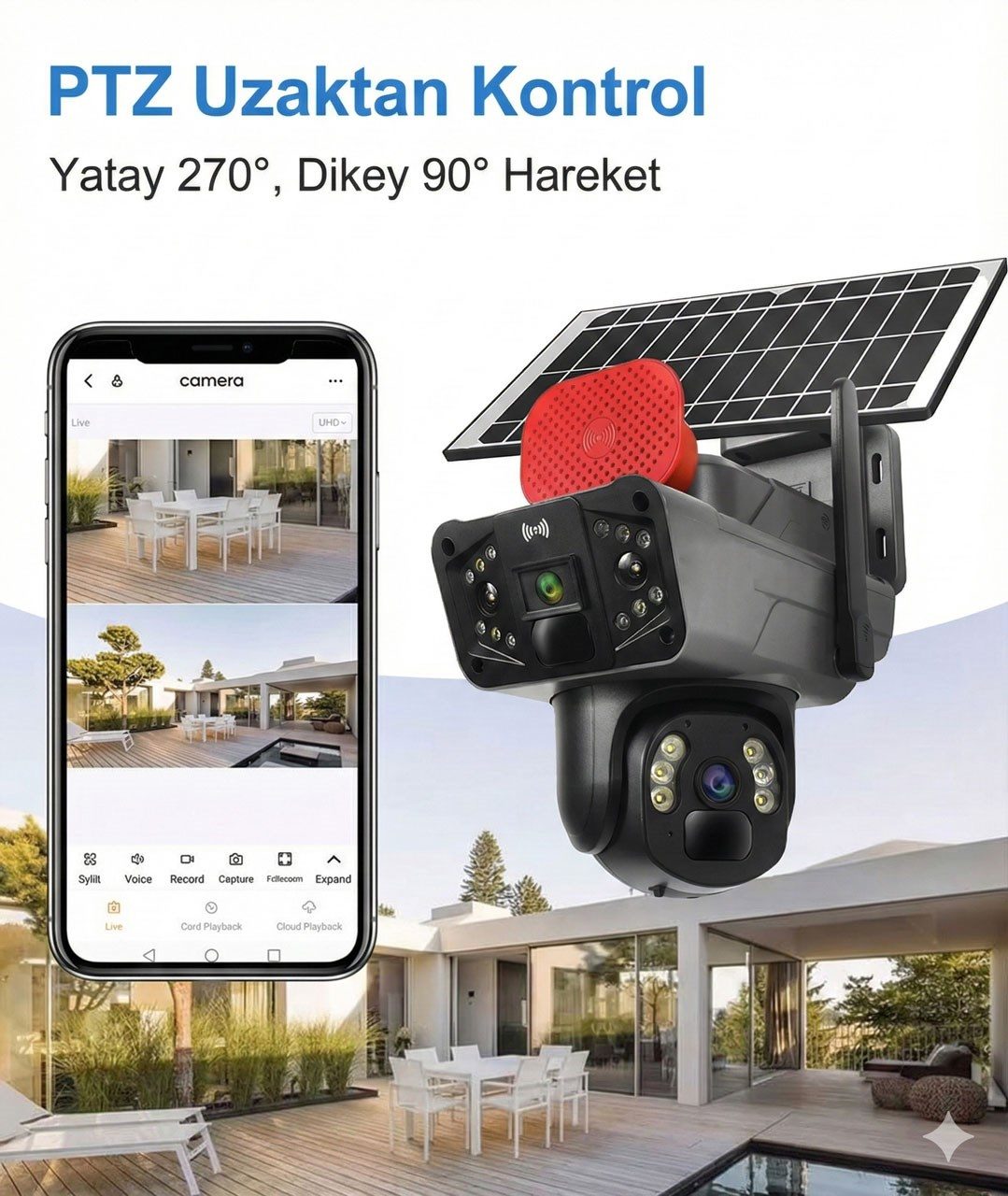 Kadraj Güneş Enerjili Kamera, Solar Panelli Kamera, Sim Kart Destekli Kamera , 128GB SD Kart Hediye - görsel 4