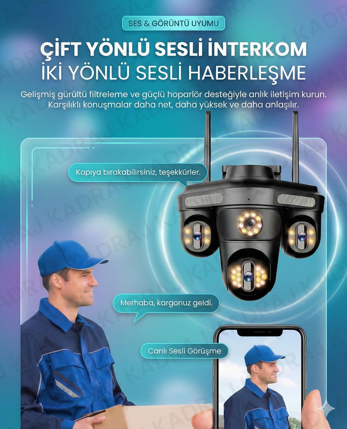 Kadraj Güneş Enerjili Sim Kartlı Kamera - 4 Kameralı - 600GB TURK TELEKOM Hat Dahil + 2 Solar Panel + 20000mah Batarya - görsel 4