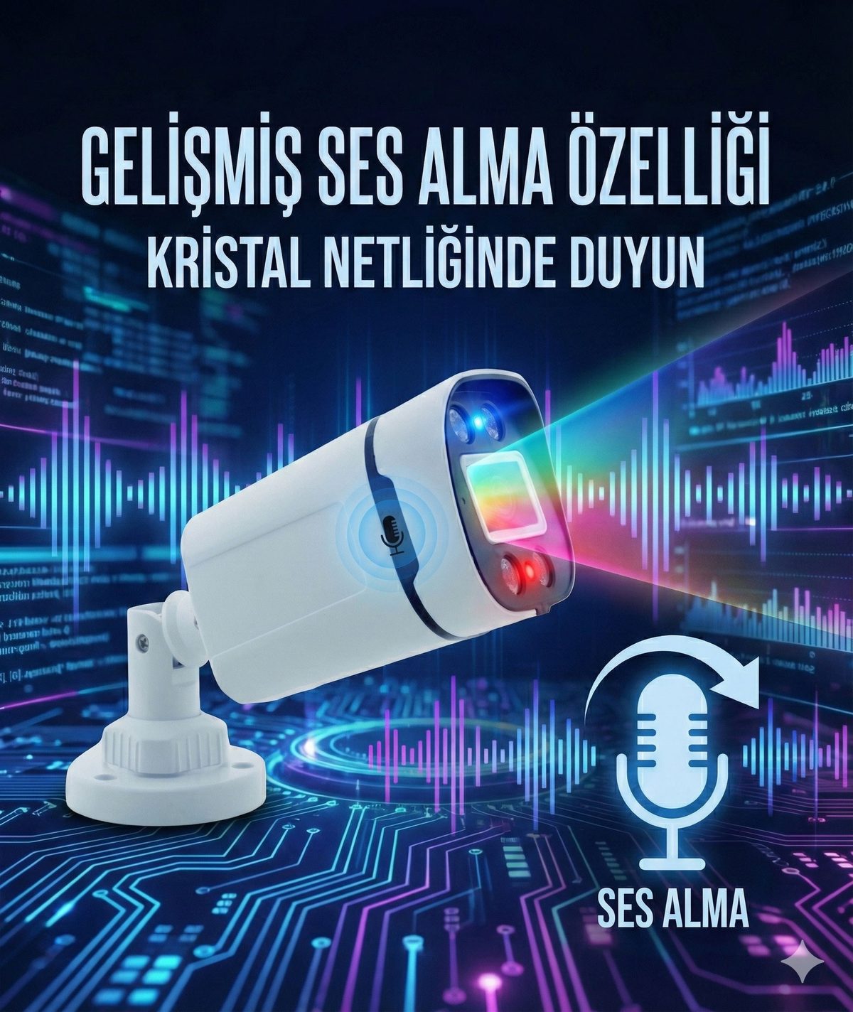 Kadraj Kadraj - Gece Renkli - SESLI 5MP Sony Seculensli 1080p Full HD AHD Güvenlik Kamerası - 4X Ultra Warm LED Colorvu - Plastik Kasa - görsel 3