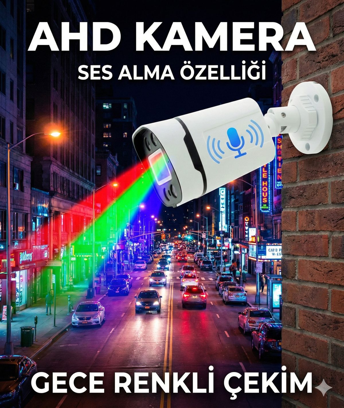 Kadraj Kadraj - Gece Renkli - SESLI 5MP Sony Seculensli 1080p Full HD AHD Güvenlik Kamerası - 4X Ultra Warm LED Colorvu - Plastik Kasa - görsel 2