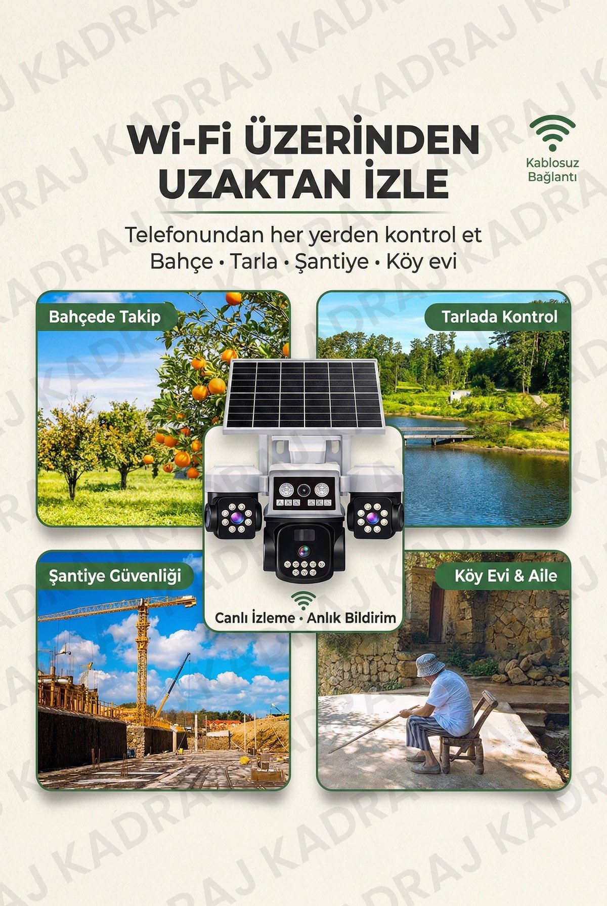 Kadraj Polis Çakarlı WIFI Kamera , Dahili Batarya , Solar Panel , Sesli Konuşma , Alarm , Okam Uygulama - görsel 7