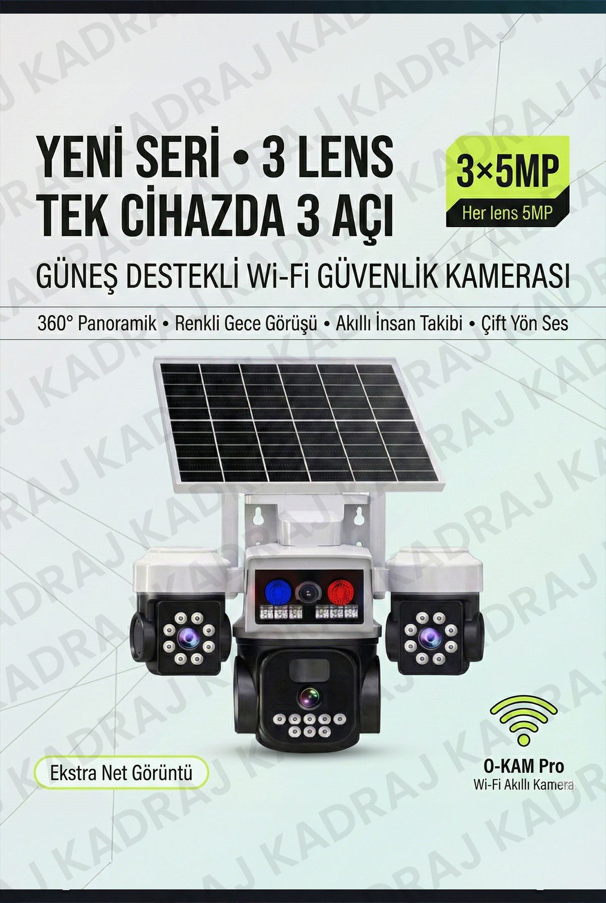 Kadraj Polis Çakarlı WIFI Kamera , Dahili Batarya , Solar Panel , Sesli Konuşma , Alarm , Okam Uygulama