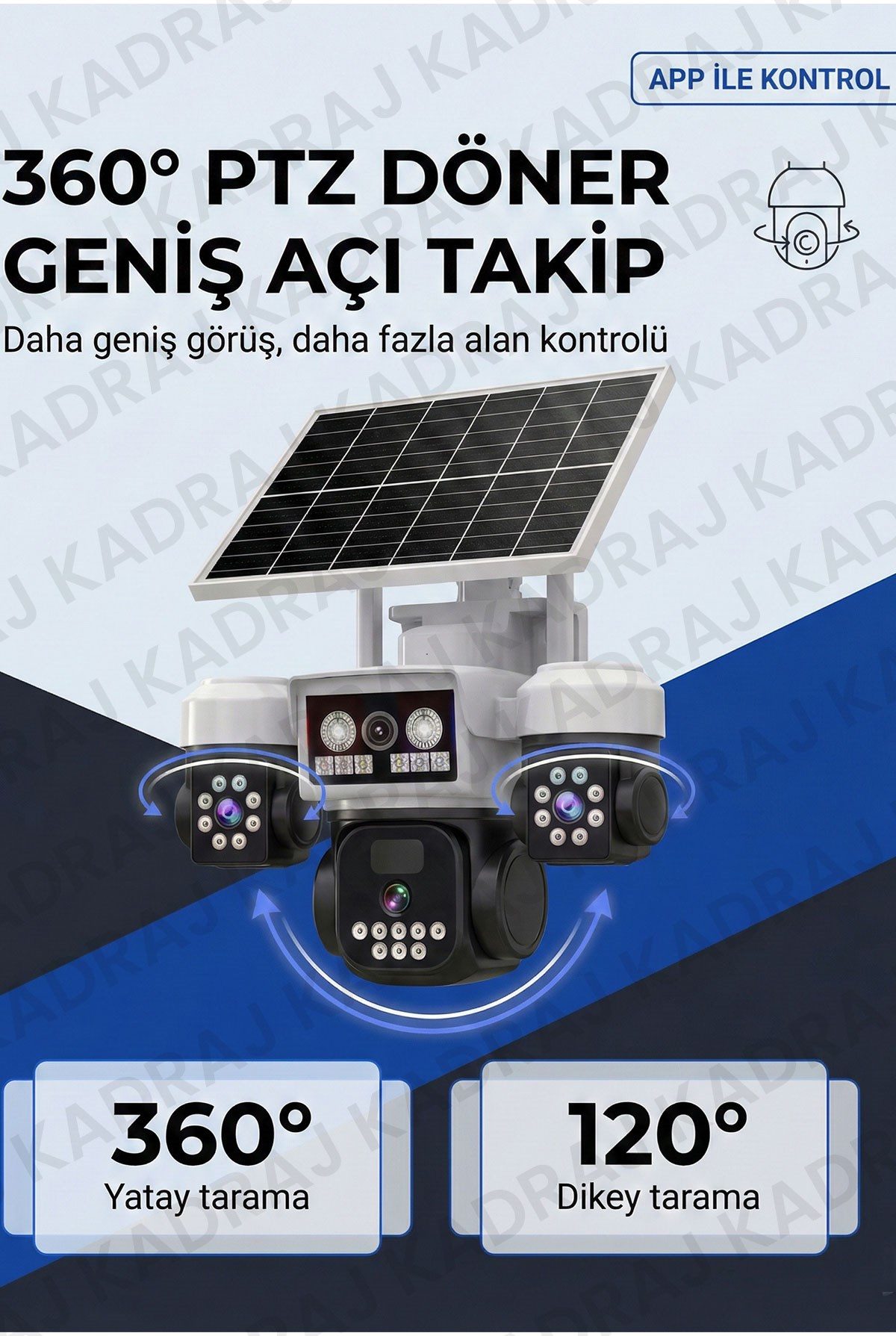 Kadraj Polis Çakarlı WIFI Kamera , Dahili Batarya , Solar Panel , Sesli Konuşma , Alarm , Okam Uygulama - görsel 4
