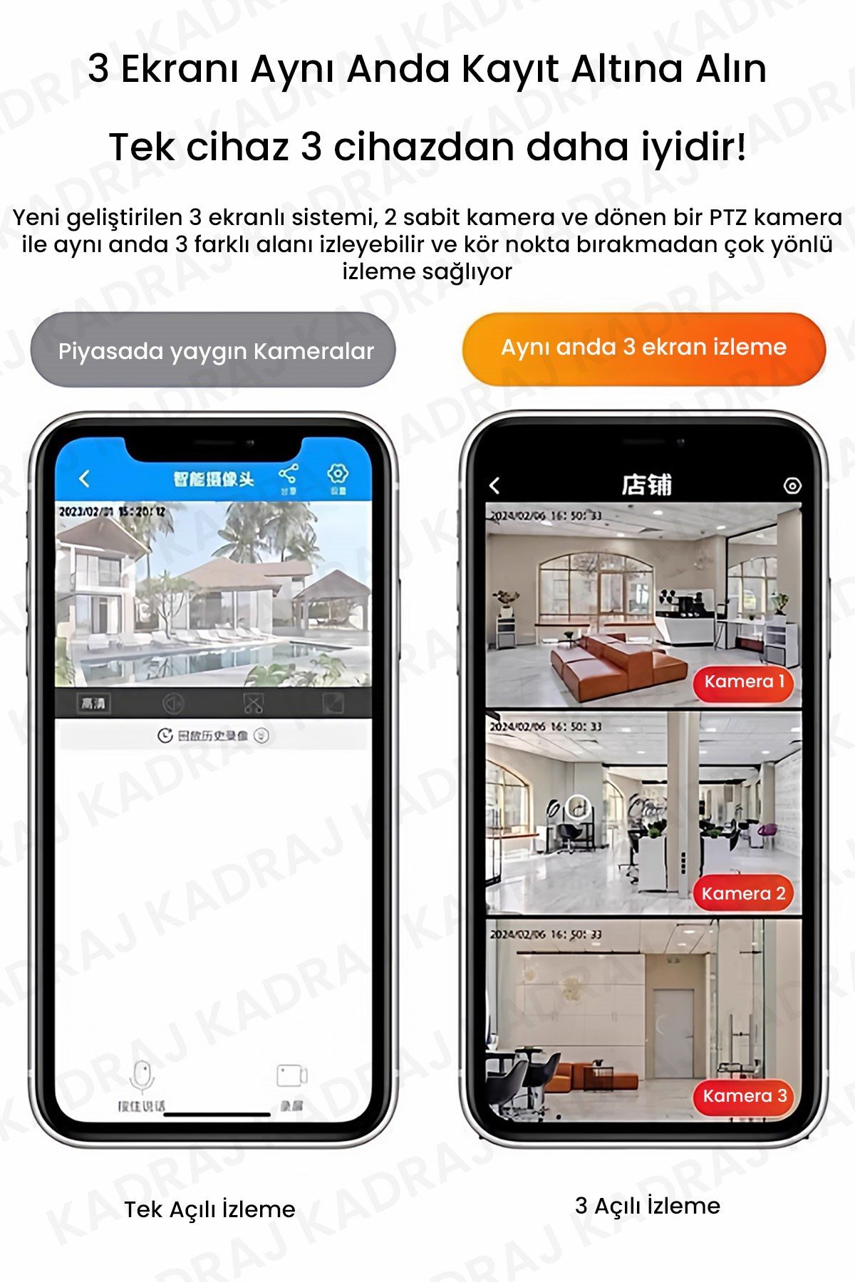 Kadraj Sim Kartlı Kamera, 3 Kameralı, Solar Panelli, 20GB TURK TELEKOM Hat Dahil, İnsan Algılama, Sesli Konuşma, Alarm,X66B - görsel 5
