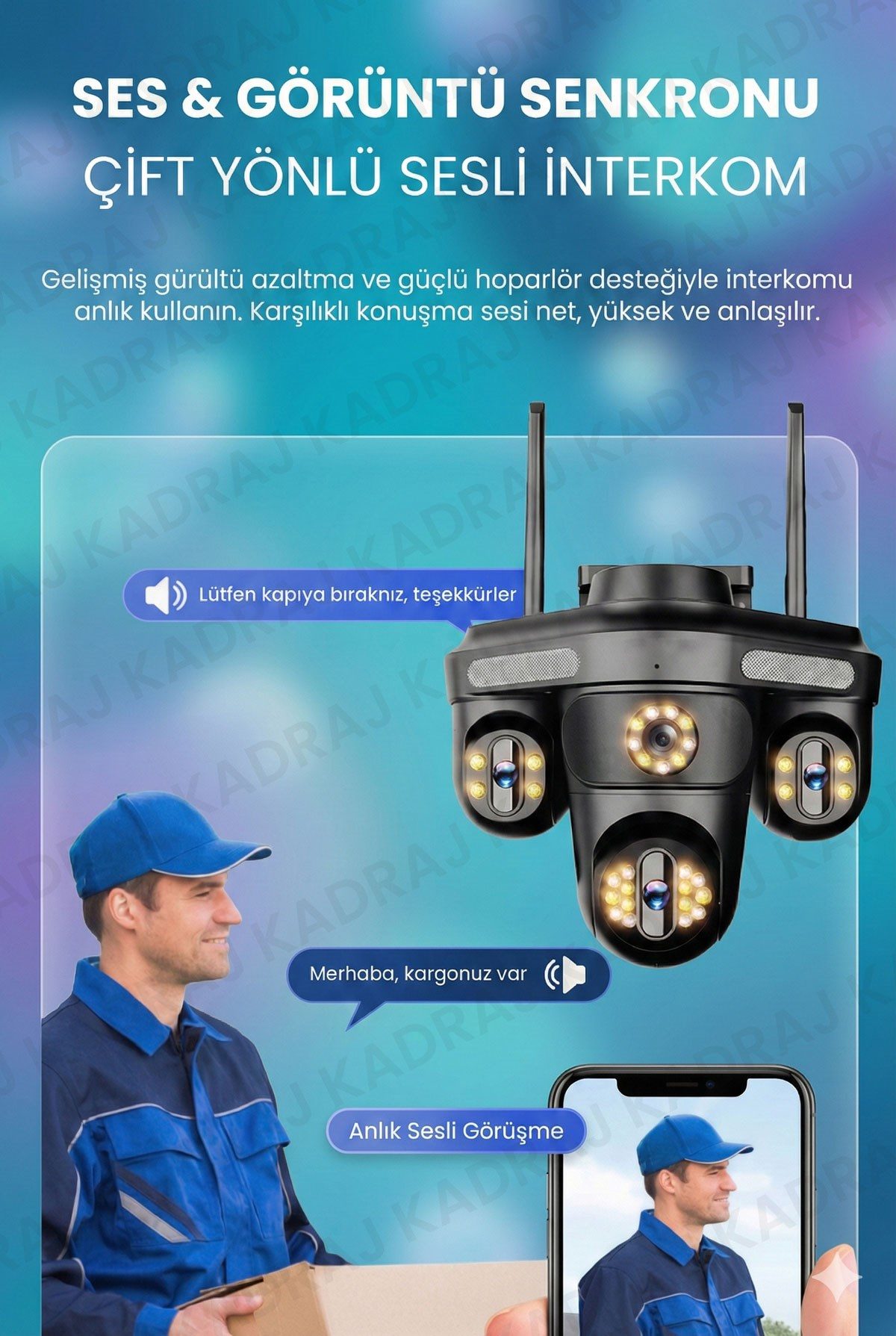 Kadraj Sim Kartlı Kamera - 4 Kamera - 240GB TURK TELEKOM Yıllık Sim Kart Dahil + 128GB SD Kart + 2 Solar Panel + 20.000mah Batarya - görsel 4