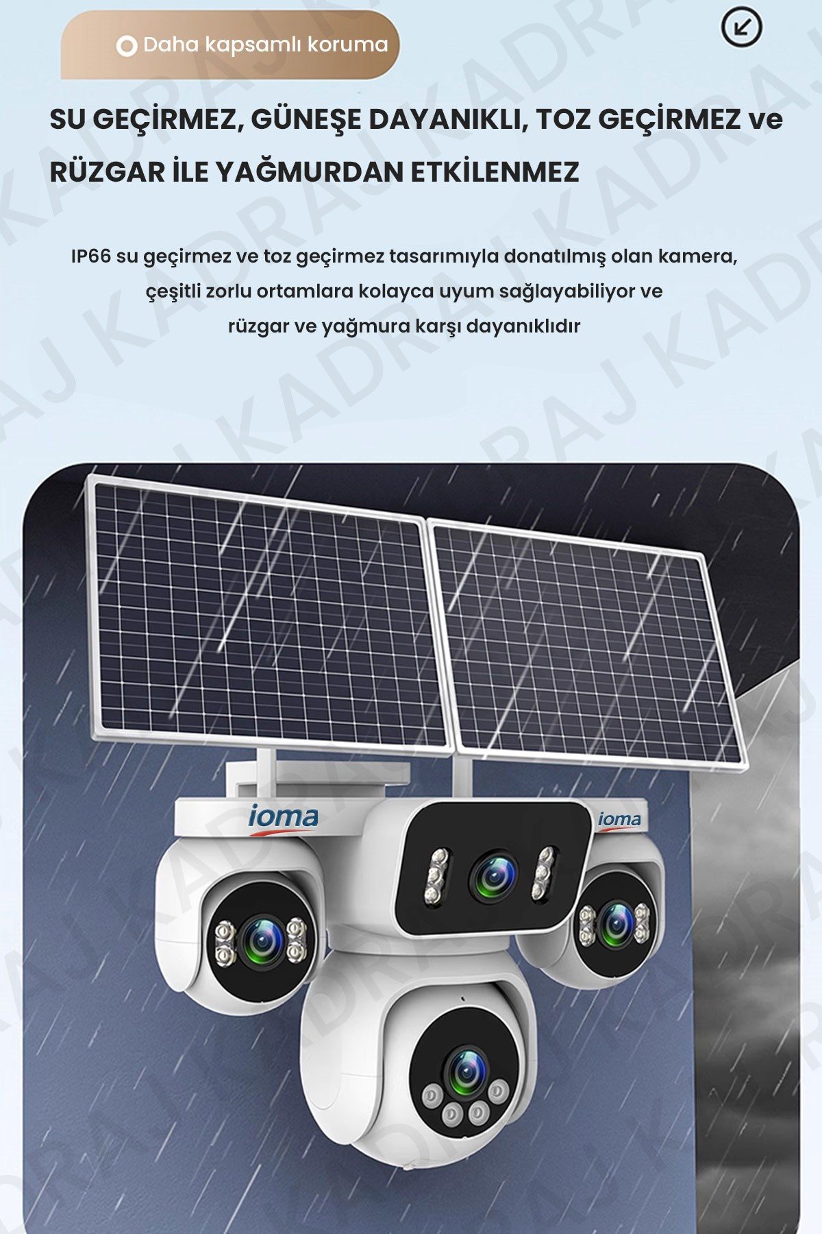 IOMA Sim Kartlı Kamera , Güneş Enerjili 4 Kameralı Solar Panelli Kamera , 20000 Mah | 2 Solar Panel | 4G | IOMA - görsel 5