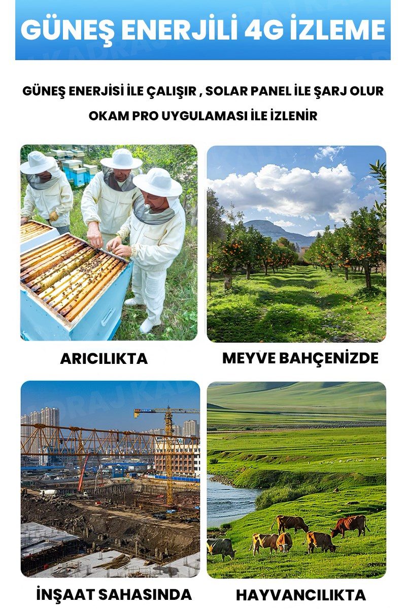 Kadraj Solar Kamera - Güneş Enerjili Kamera - Sim Kartlı Kamera - 15MP - 3 LENS - 3 KAMERALI GÜVENLİK KAMERASI - 12000MAH BATARYA - UZAKTAN İZLEME - görsel 7