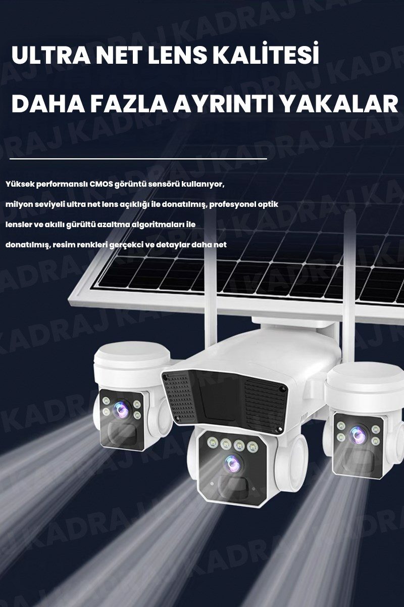 Kadraj Solar Kamera - Güneş Enerjili Kamera - Sim Kartlı Kamera - 15MP - 3 LENS - 3 KAMERALI GÜVENLİK KAMERASI - 12000MAH BATARYA - UZAKTAN İZLEME - görsel 12