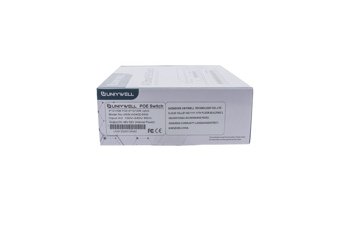 Uniywell 4 Port PoE Switch + 2 Uplink | 65W İç Güç Ünitesi | UNW-AI0402-65W - görsel 4