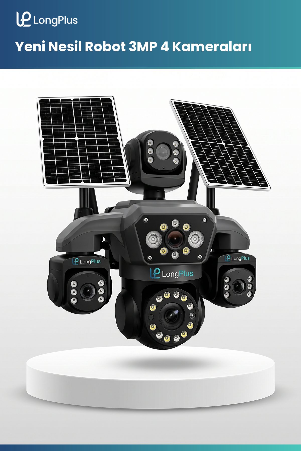 Longplus Yeni Nesil Robot 3MP 4 Kameraları — Stand (podyum)